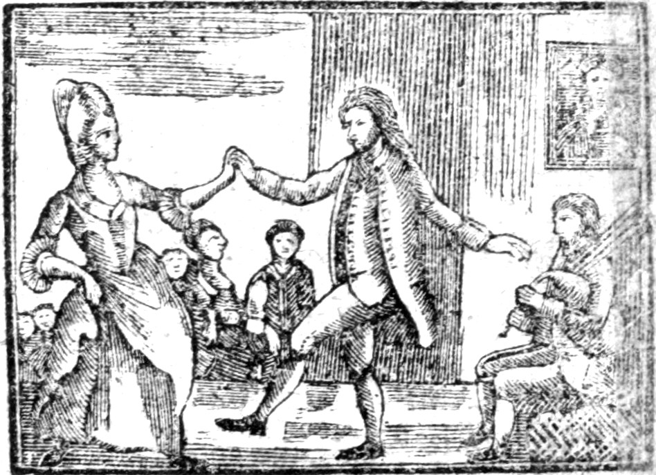 A Regency-era engraving showing a bride and groom beginning a dance, with children and an observer in a domestic interior.