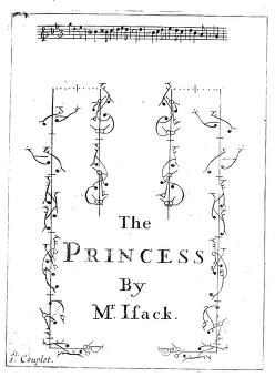 Printed dance notation titled 'The Princess by M: Isaac,' with four columns of choreographic symbols and ornamental border, circa 1710