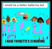 Digital collage of colorful dancers on cyan background with text reading "I would be a better ballerina but."