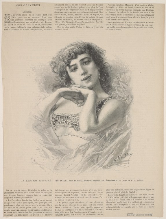 A young woman in a translucent gauze wrap rests her chin on her hand, gazing downward in a contemplative pose.