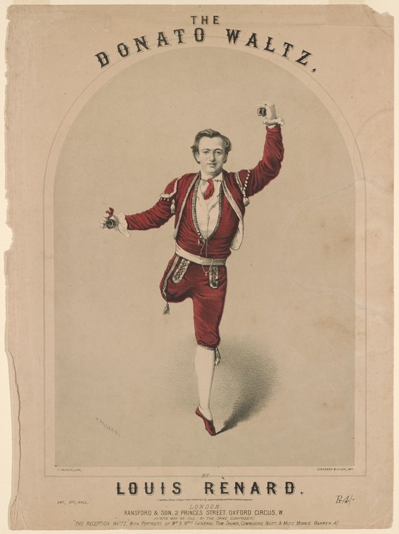 A male dancer in burgundy velvet jacket and breeches performs a raised-leg waltz step with arms extended, captured mid-movement.