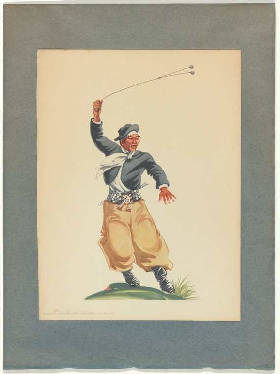 A man in dark jacket and tan knickers stands with one arm raised overhead and the other extended to the side, in a gesture of celebration or greeting.