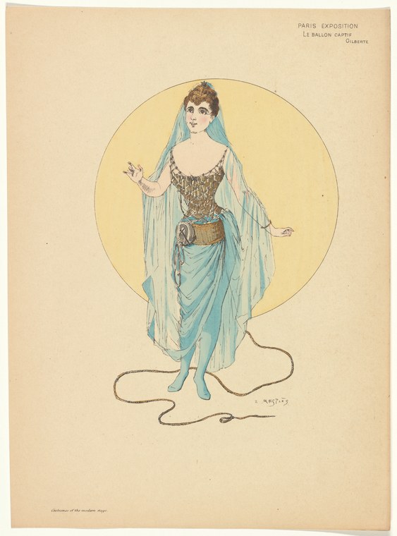 A classical woman in draped tunic and veil stands with raised arm in graceful gesture, a coiled serpent at her feet, against a yellow circular backdrop.