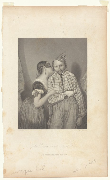 Two women in Regency-era dress stand close together in conversation; both wear high-waisted gowns and bonnets.