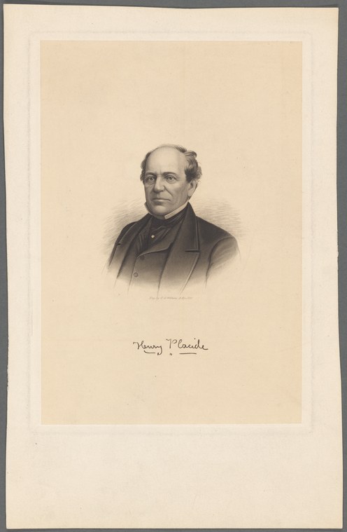 Engraved portrait of a middle-aged man in formal dress, with facsimile signature Henry Placide below.