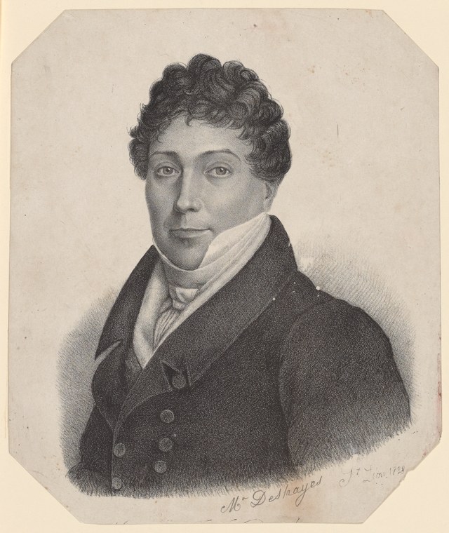 Formal portrait engraving of a dark-haired man in early 19th-century dress: dark coat, white cravat, direct gaze.