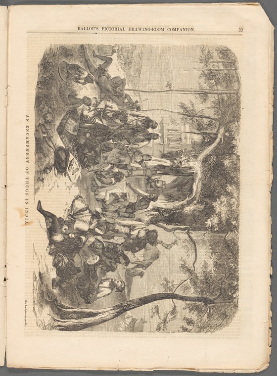 Engraving of mid-19th-century ballet scene: multiple dancers in tutus en pointe, supported by male dancers, in dynamic theatrical composition.
