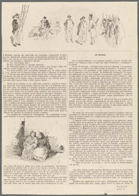 Engraved page from Italian periodical with frieze of figures in parlor and theatrical dress; Italian text below.