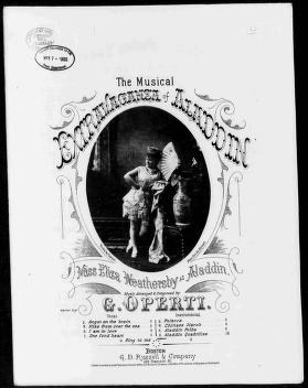 Three ballroom dancers in formal Victorian dress perform a quadrille, framed in an ornate decorative border with theatrical typography.