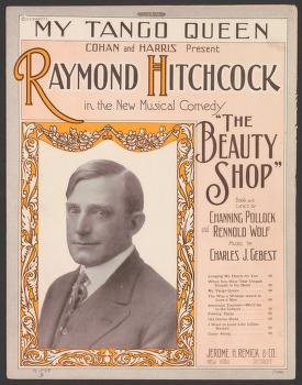 Sheet music cover for "My Tango Queen" (1913) with ornate Art Nouveau borders framing a formal portrait photograph of a man in a dark suit.