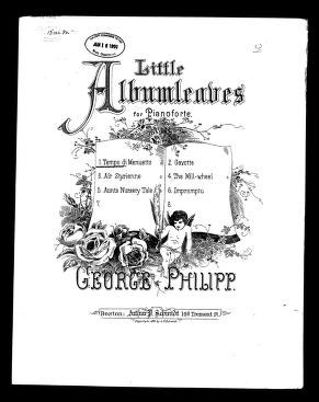 Victorian-era title page for Tempo di Menuetto by George Philipp, with ornate floral borders and decorative lettering.