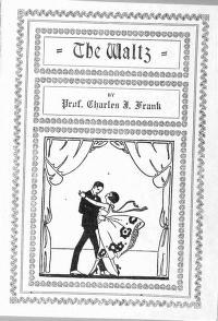 Man in tailcoat and woman in long dress stand in formal ballroom closed position, instructional engraving, 1920s.