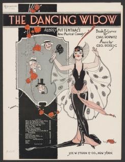 Art Deco sheet music cover showing a woman in a black evening gown in a forward-leaning dance pose, 1919.