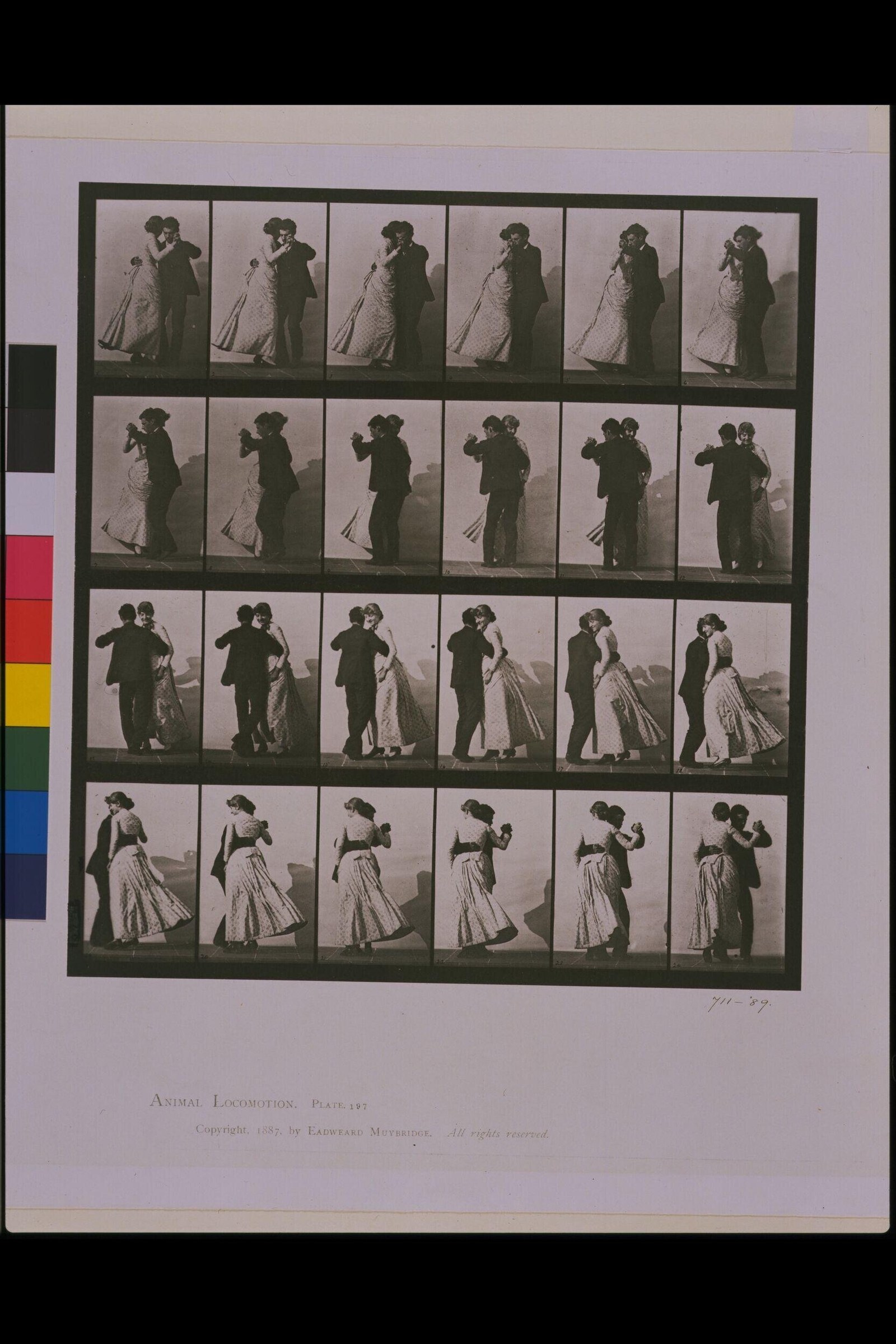 Four rows of six sequential photographs showing a couple in waltz position, progressing through steps and rotational movement.