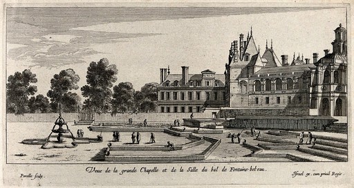 The Grand Chapelle and the ballroom at Fontainebleu Etching