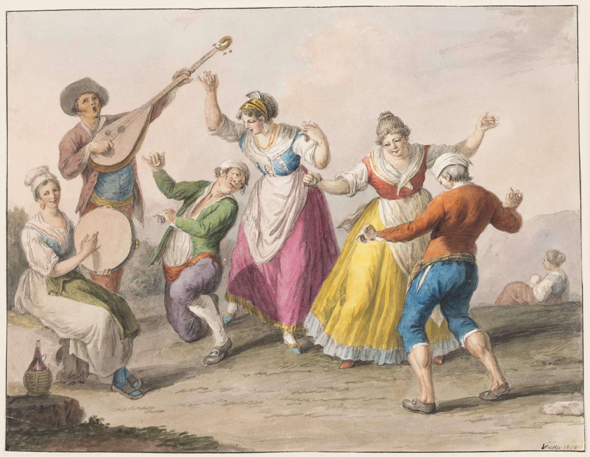 Water color Tarantella dancers ld1-164339