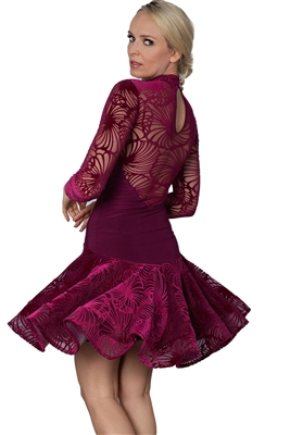 Dance America D2410 Short Velvet Burnout Latin Dress - Womens Dancewear