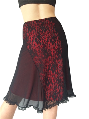 Style A-Line Lace and Mesh Tango Skirt - Dancewear