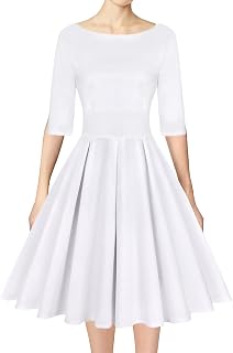 Women's 1950s Retro Vintage Cocktail Party 3/4 Sleeve Swing Dress