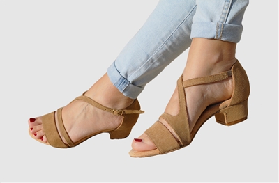 Leo Dance Shoe Torri 2 cognac nubuck with Swing Heel - Womens Dance Shoes