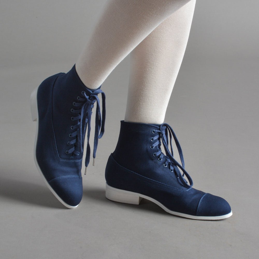 Watson Edwardian Lace-Up Boots (Navy)